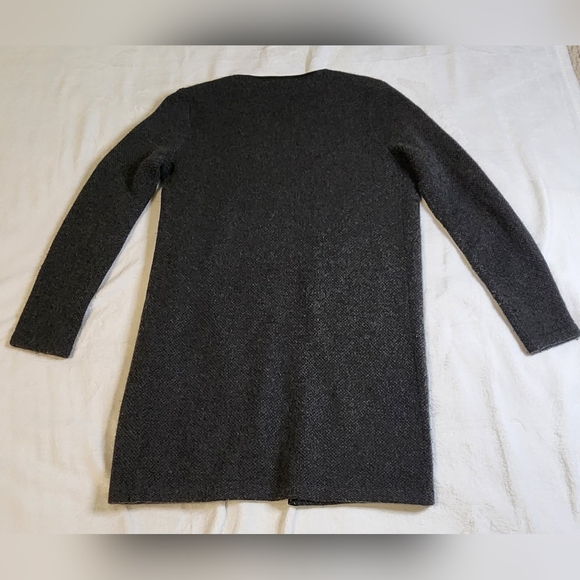 Ralph Lauren Black Label 100% Cashmere Grey Cardigan, Black Leather Trim, EUC - Picture 3 of 8